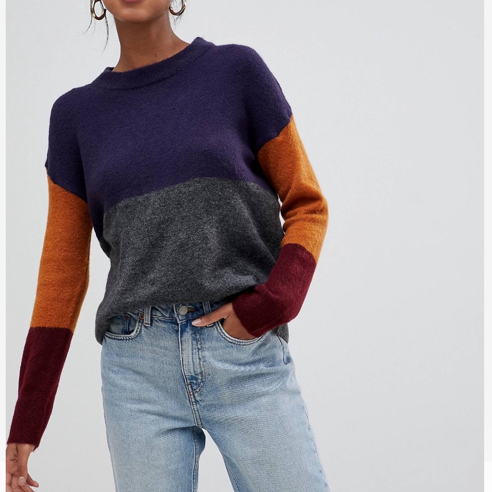 ASOS Brave Soul colorblock sweater 🧡